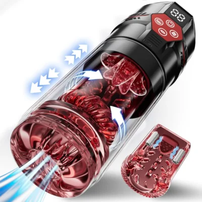 12-in-1 Automatic Male Masturbator & Penis Pump – Thrust, Rotate, Vibrate & Vacuum with LCD, Waterproof Pocket Pussy