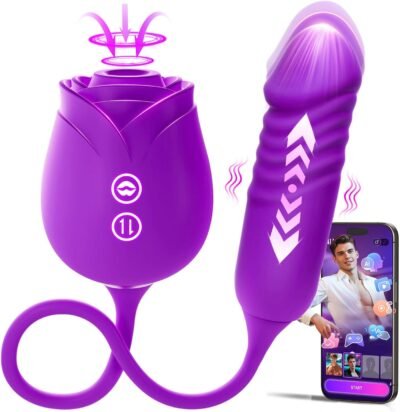 AI Rose Vibrator – Clitoral Suction & Thrusting G-Spot Toy with App Control (Purple)