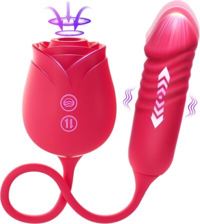 AI Rose Vibrator – Clitoral Suction & Thrusting G-Spot Toy with App Control