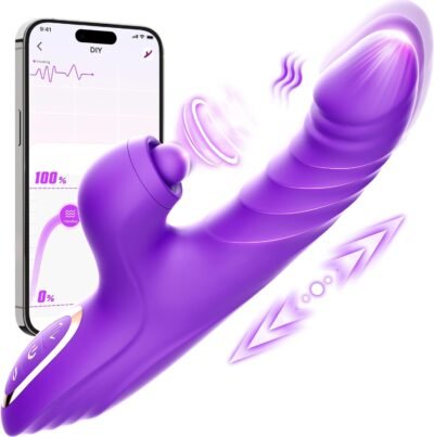 Thrusting Rose Rabbit Vibrator – G-Spot & Clitoral Stimulator with Pulse, Vibration & Thrusting Modes (Purple)